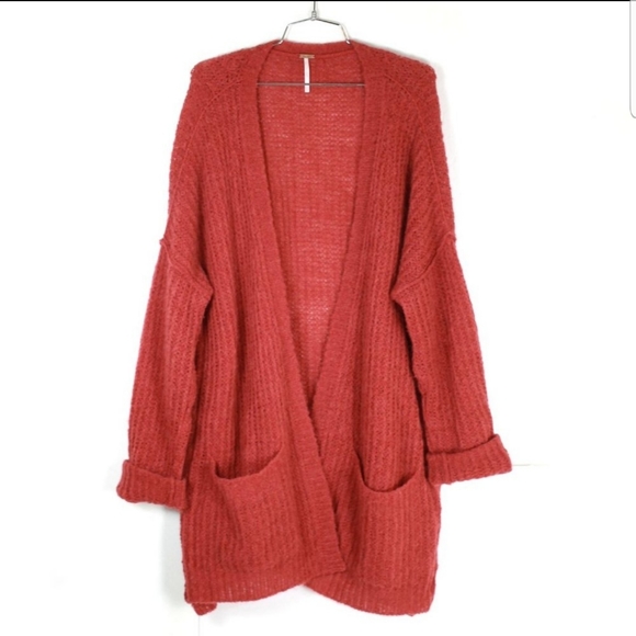 Free People Weekend Getaway Cardi Cardigan Size Large Rusty Red - Picture 8 of 8